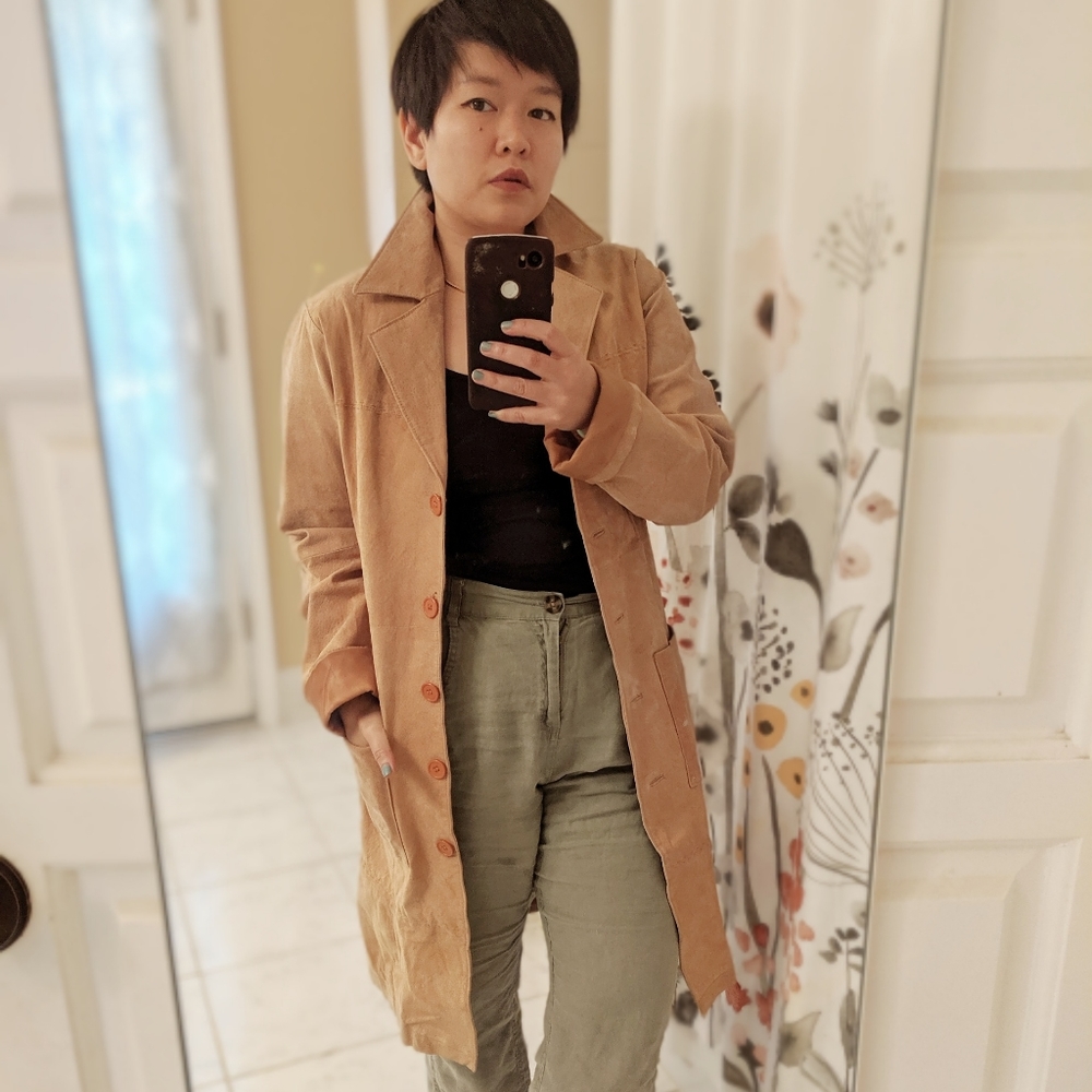 Vintage tan leather duster